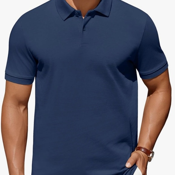 Men’s soft comfy short sleeve‎ polo in navy. Perfect to dress up or down - Picture 3 of 6